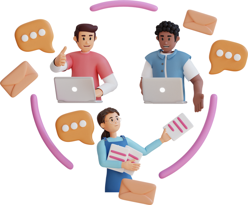 teenager doing online conversation 3D character illustration