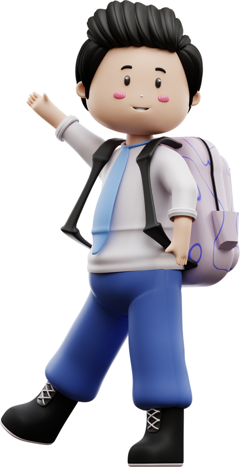 3d male student a happy
