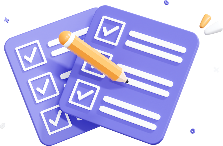 3D Notes with Check mark and Pen
