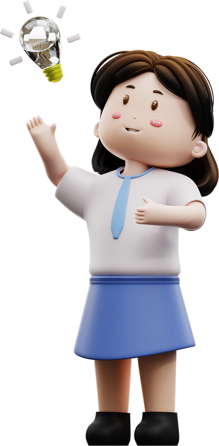 3D female student with an idea